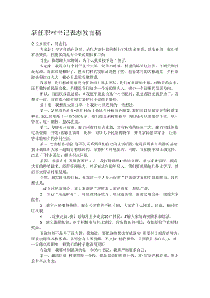 新任职村书记表态发言稿.docx