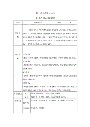 （2024秋）科教版科学一年级上册《我们知道的植物》教案.docx