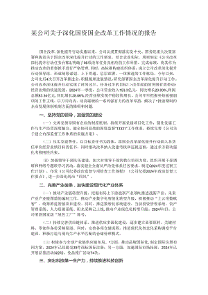 某公司关于深化国资国企改革工作情况的报告.docx