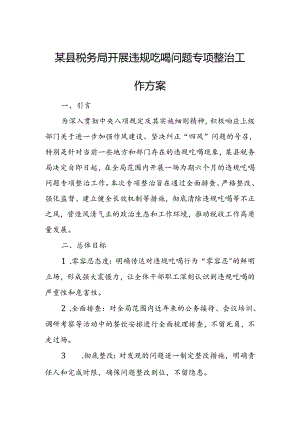 某县税务局开展违规吃喝问题专项整治工作方案.docx