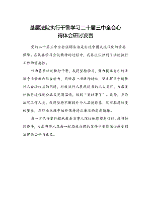 基层法院执行干警学习二十届三中全会心得体会研讨发言范文.docx