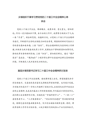 （9篇）乡镇组织干事学习贯彻党的二十届三中全会精神心得体会范文.docx