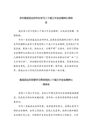 农村基层派出所所长学习二十届三中全会精神心得体会（共五篇）.docx