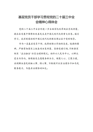 基层党员干部学习贯彻党的二十届三中全会精神心得体会范文 .docx