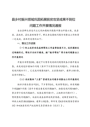 县乡村振兴领域巩固拓展脱贫攻坚成果不到位问题工作开展情况通报.docx