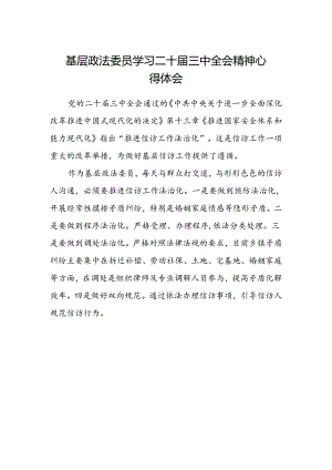 基层政法委员学习二十届三中全会精神心得体会范文.docx