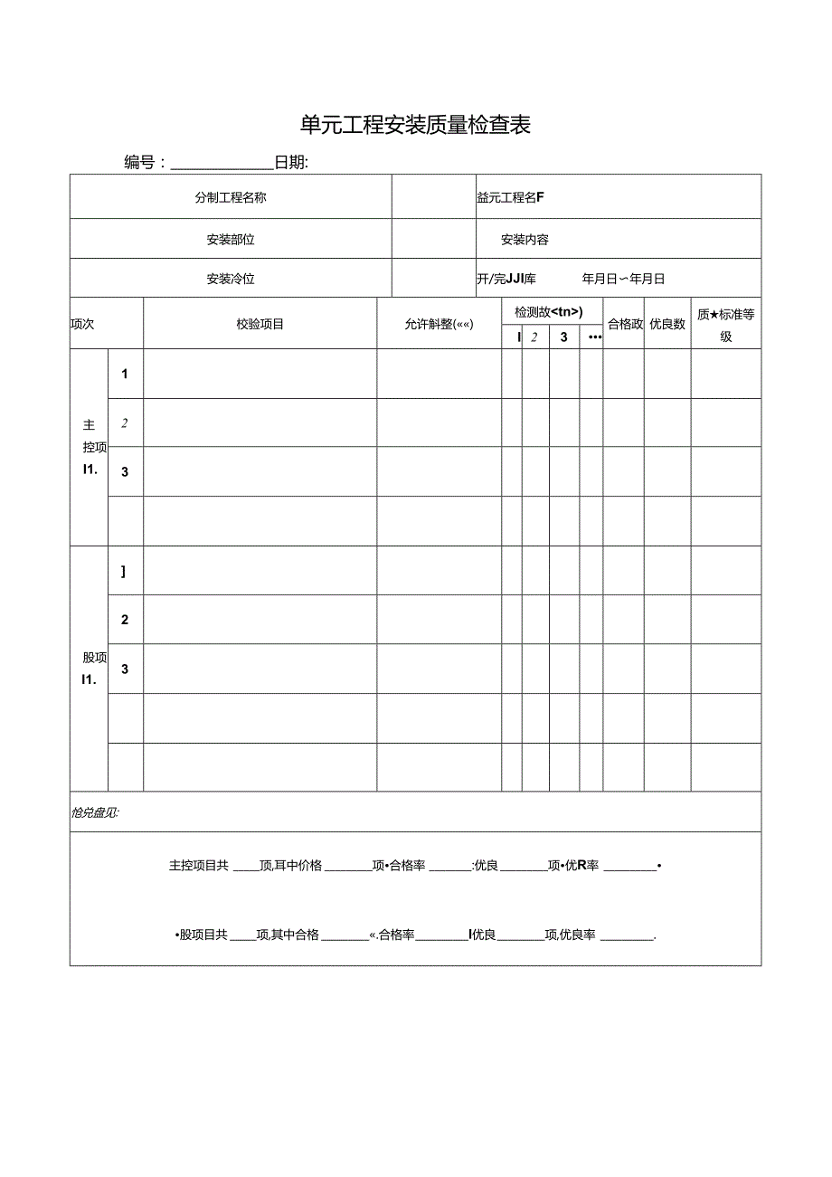 单元工程安装质量检查表.docx_第1页