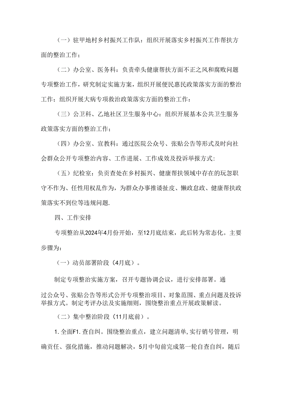 医院健康帮扶方面不正之风和腐败问题专项整治工作方案.docx_第2页