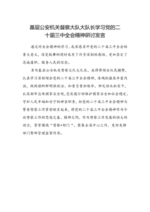 基层公安机关督察大队大队长学习党的二十届三中全会精神研讨发言.docx