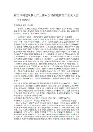 在全市构建现代化产业体系加快推进新型工业化大会上的汇报发言.docx