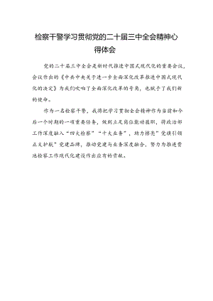 检察干警学习贯彻党的二十届三中全会精神心得体会(4).docx