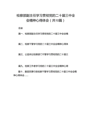 检察部副主任学习贯彻党的二十届三中全会精神心得体会（共10篇）.docx