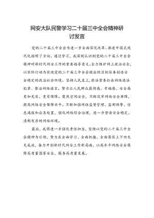 网安大队民警学习二十届三中全会精神研讨发言.docx