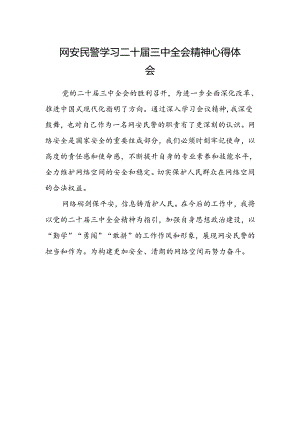 网安民警学习二十届三中全会精神心得体会范文.docx