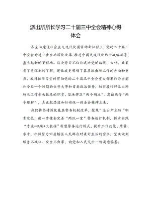 派出所所长学习二十届三中全会精神心得体会范文.docx