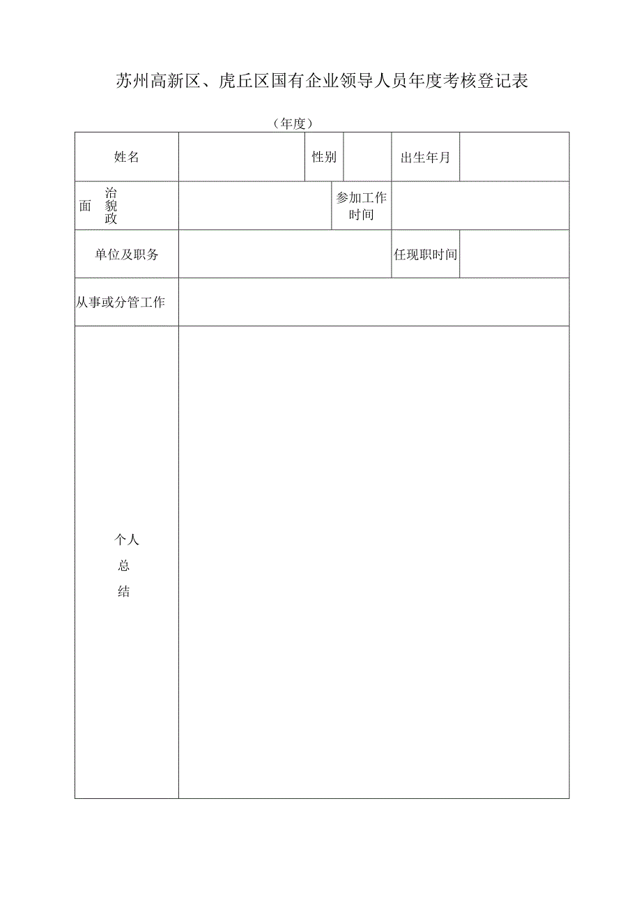苏州高新区、虎丘区国有企业领导人员年度考核登记表.docx_第1页