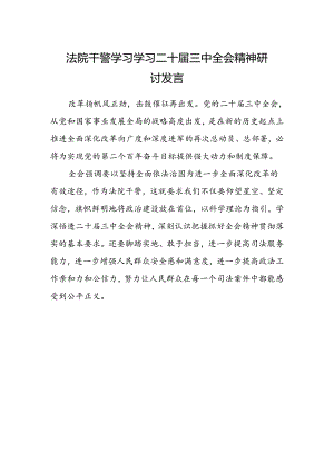 法院干警学习学习二十届三中全会精神研讨发言.docx