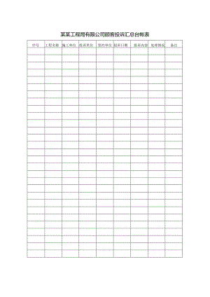 某某工程局有限公司顾客投诉汇总台帐表.docx
