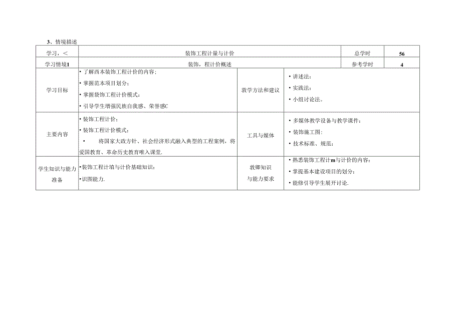 《装饰工程计量与计价》课程标准.docx_第3页