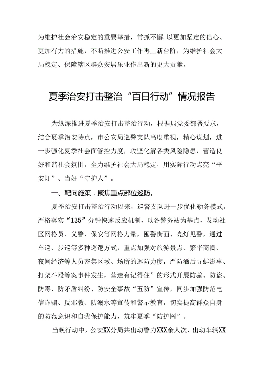 十八篇2024年公安局开展夏季治安打击整治行动工作总结.docx_第3页