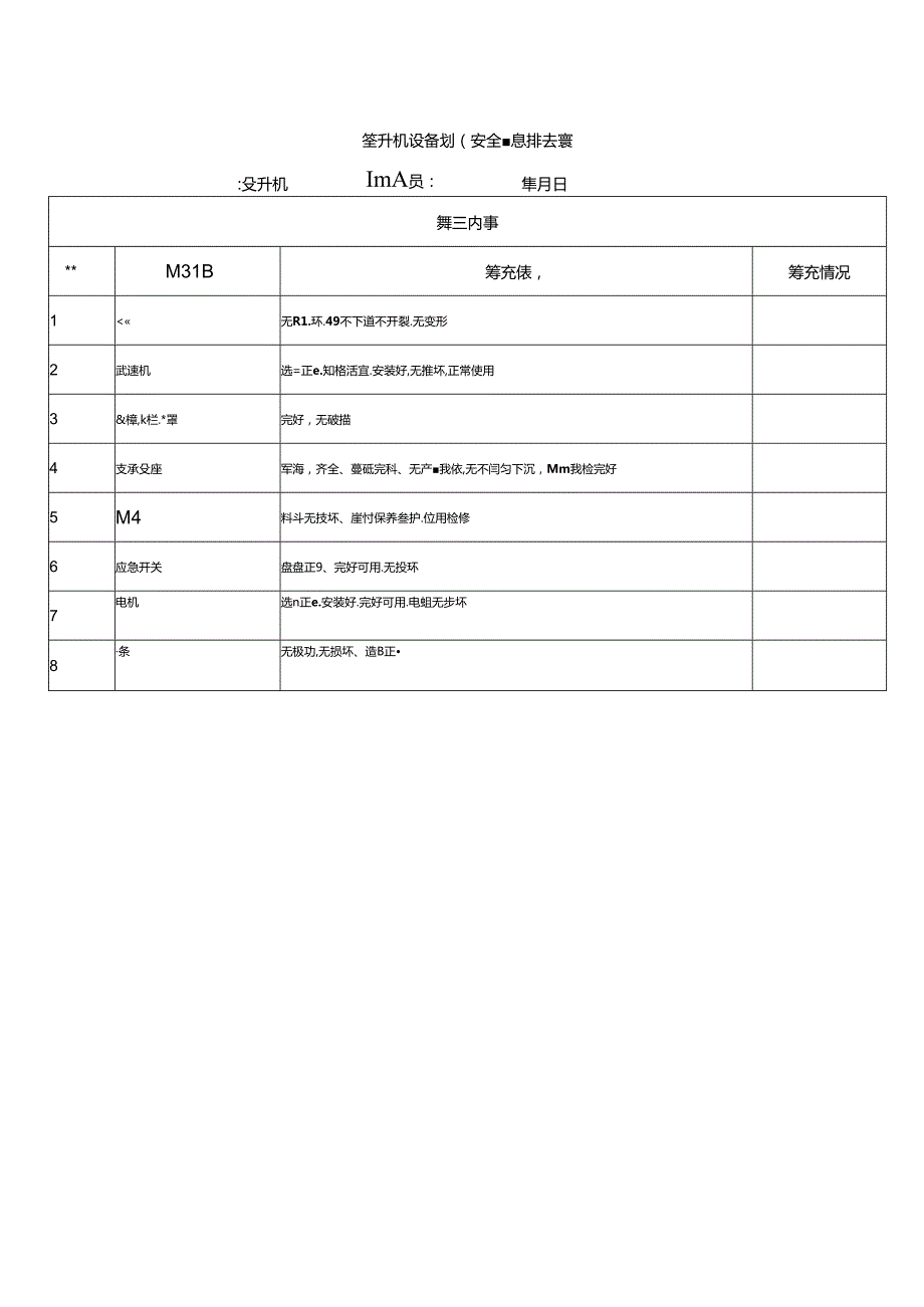 提升机设备设施安全隐患排查表.docx_第1页