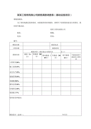 某某工程局有限公司顾客满意调查表（基础设施项目）.docx