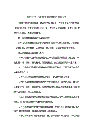 重庆公司人力资源管理资金预算管理办法.docx