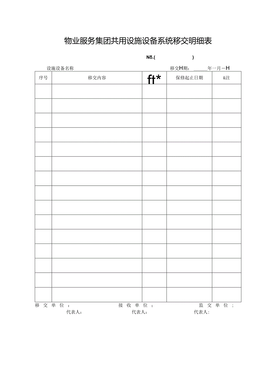 物业服务集团共用设施设备系统移交明细表.docx_第1页