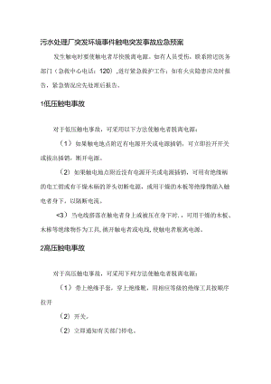 污水处理厂突发环境事件触电突发事故应急预案.docx