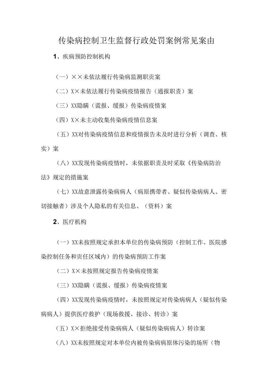 传染病控制卫生监督行政处罚案例常见案由.docx_第1页