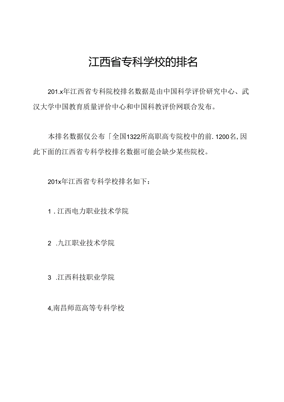 江西省专科学校的排名.docx_第1页