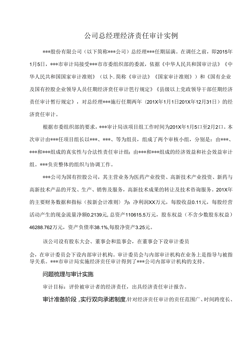 公司总经理经济责任审计实例.docx_第1页