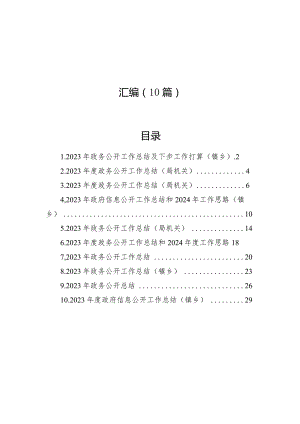 2023年政务公开工作总结及下步工作打算汇编（10篇）.docx