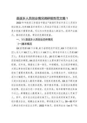 县返乡人员创业情况调研报告2篇.docx