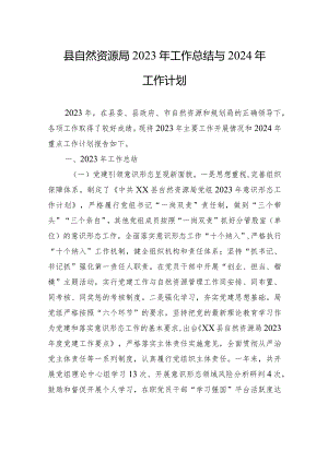 县自然资源局2023年工作总结与2024年工作计划（20240118）.docx