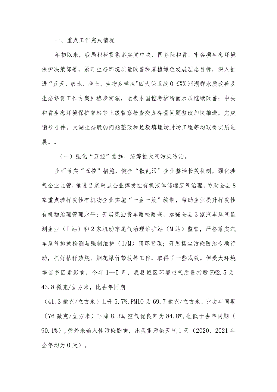 生态环境分局2022年度上半年工作总结及下半年工作安排.docx_第2页