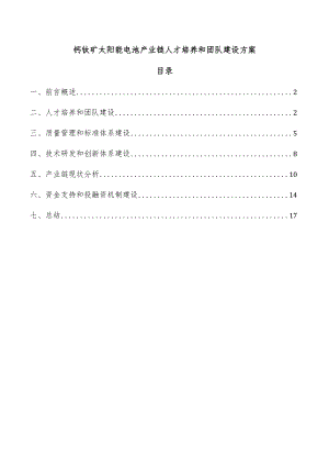 钙钛矿太阳能电池产业链人才培养和团队建设方案.docx