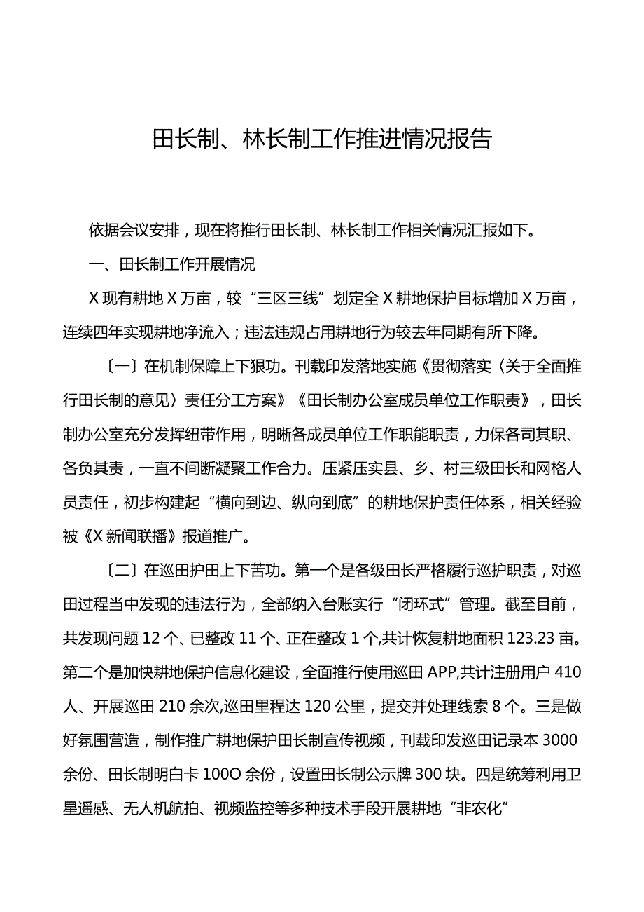 田长制、林长制工作推进情况报告.docx_第1页