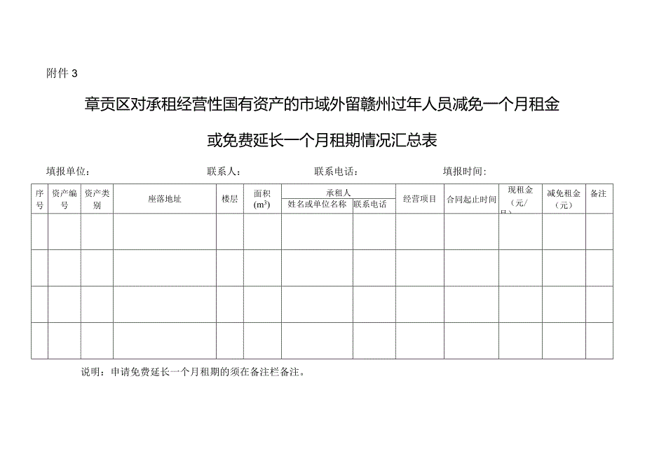 章贡区对承租经营性国有资产的市域外留赣州过年人员减免一个月租金或免费延长一个月租期告知书.docx_第3页