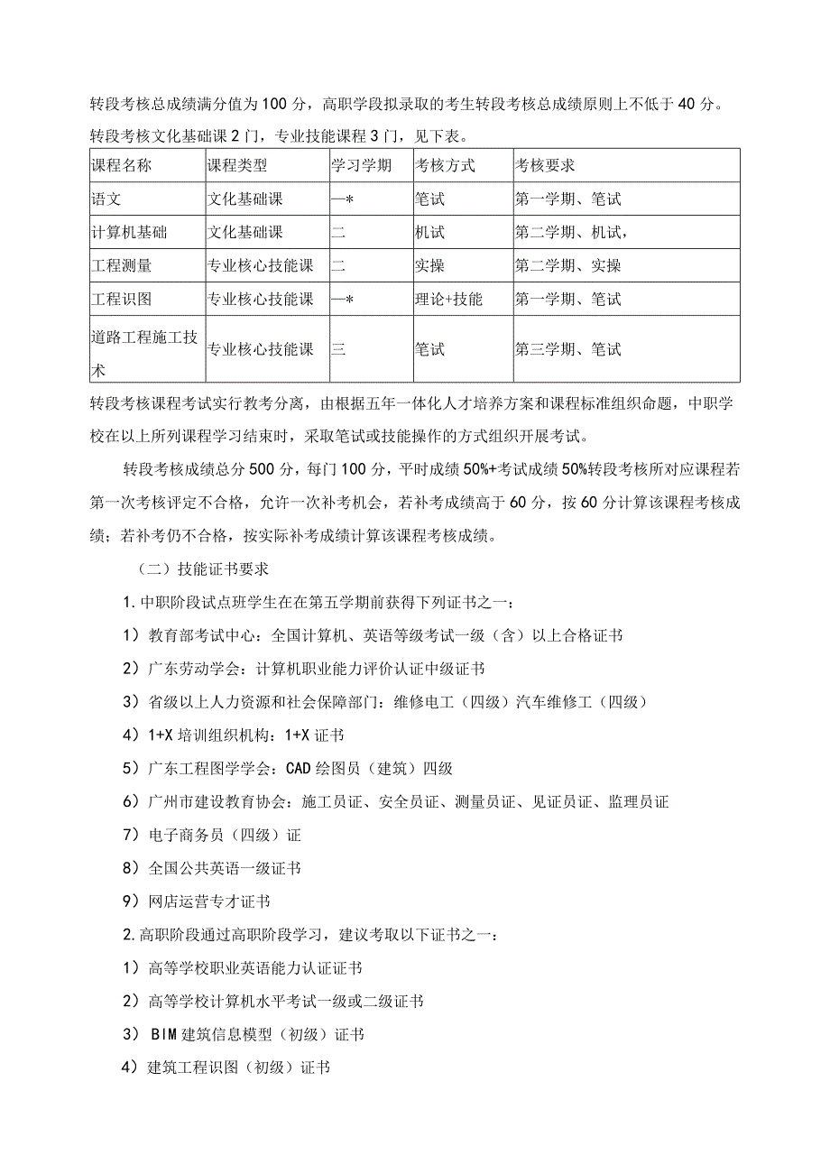 市政工程施工专业中高职贯通培养三二分段转段考核方案.docx_第2页