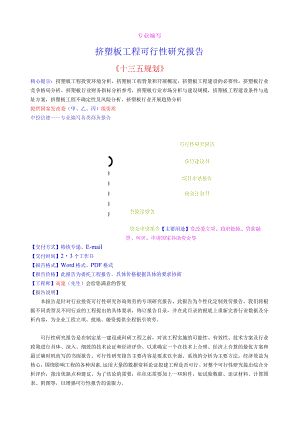 挤塑板项目可行性研究报告.docx