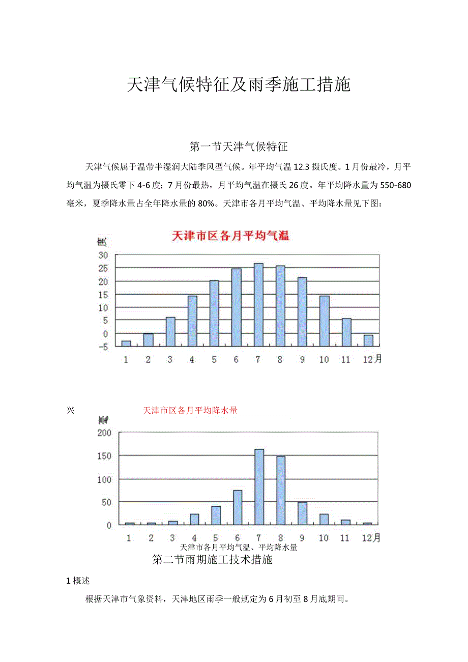 天津气候特征及雨季施工措施.docx_第1页