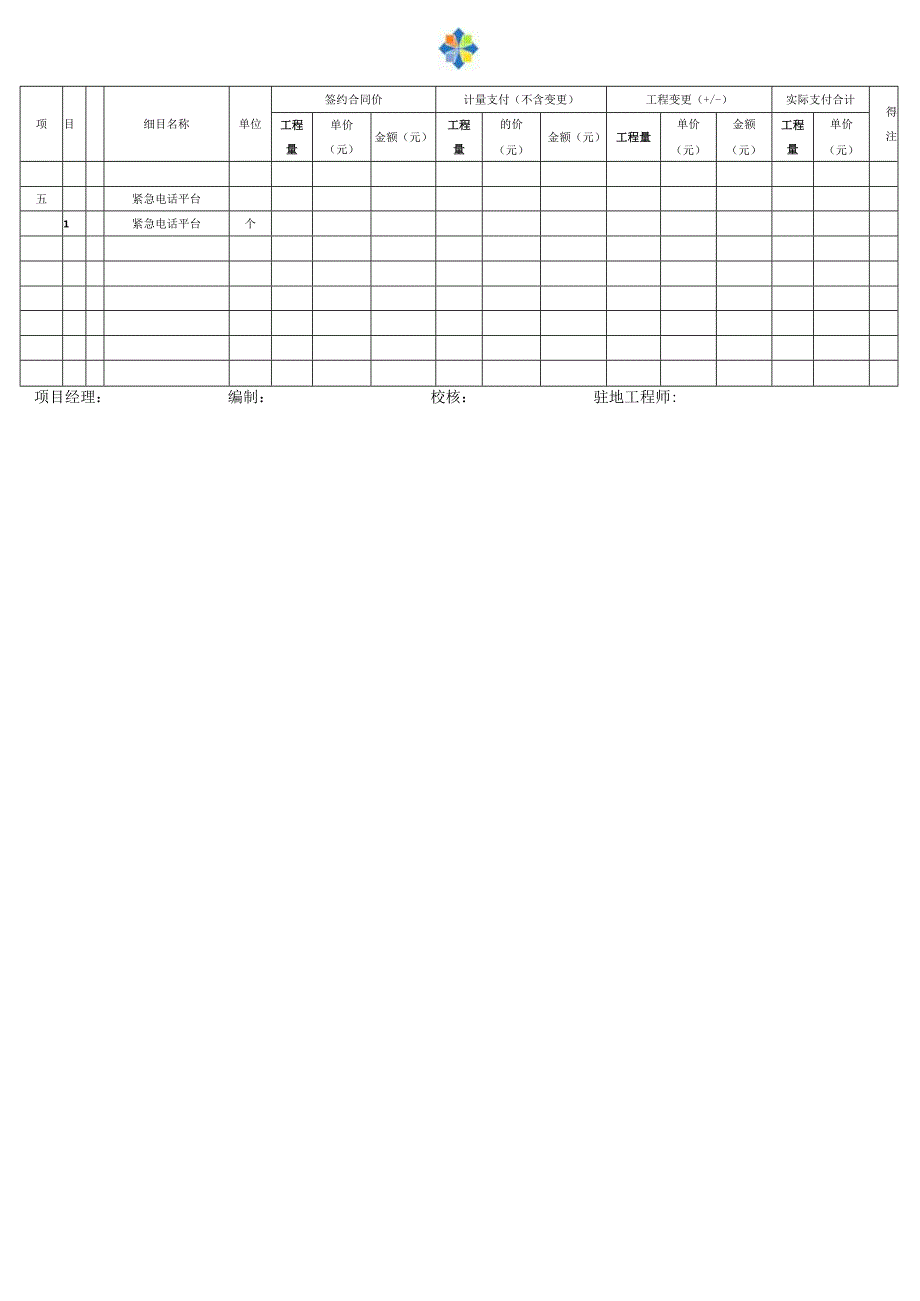 ××公路 合同段工程竣工决算表（样表）800.docx_第2页