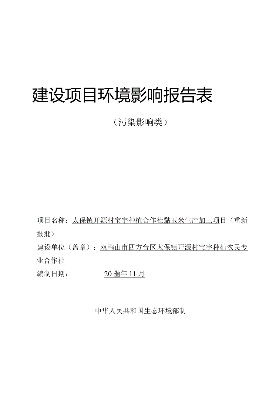 黏玉米生产加工项目环评报告书.docx_第1页