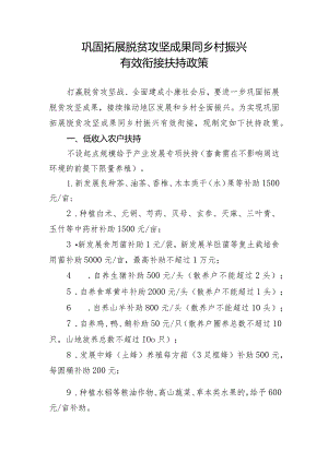 巩固拓展脱贫攻坚成果同乡村振兴有效衔接扶持政策.docx