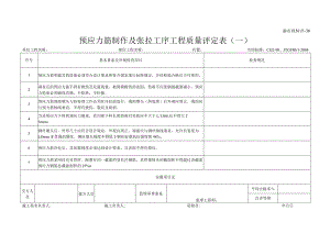 渝市政验评36 预应力筋制作及张拉工序工程质量评定表(一).docx