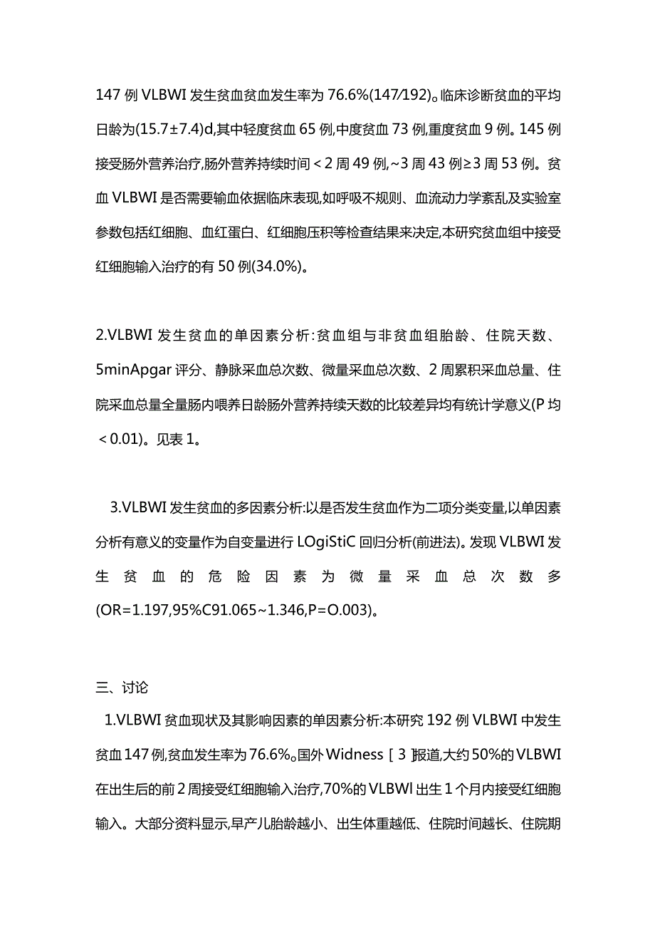 2024极低出生体重儿贫血现状及相关因素.docx_第3页