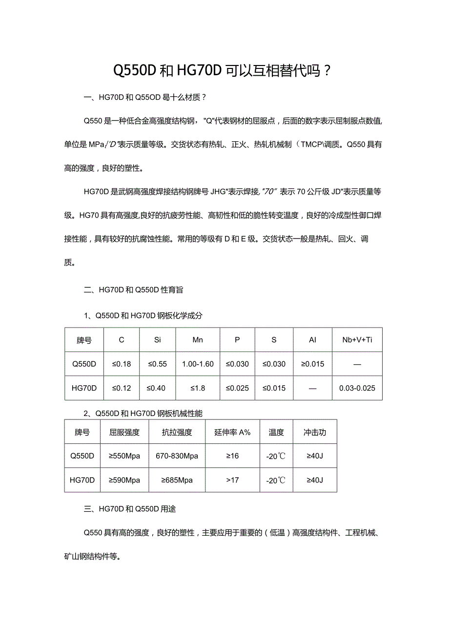 Q550D和HG70D可以互相替代吗？.docx_第1页