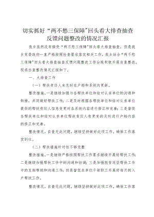 5切实抓好“两不愁三保障”回头看大排查抽查反馈问题整改的情况汇报.docx