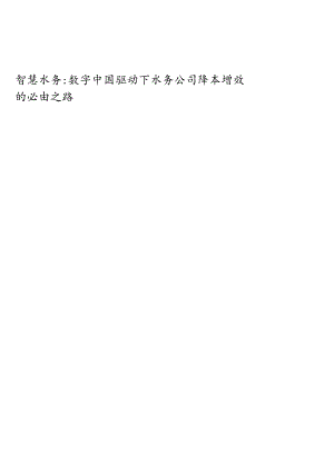 2023环保及公用事业：智慧水务：数字中国驱动下水务公司降本增效的必由之路.docx